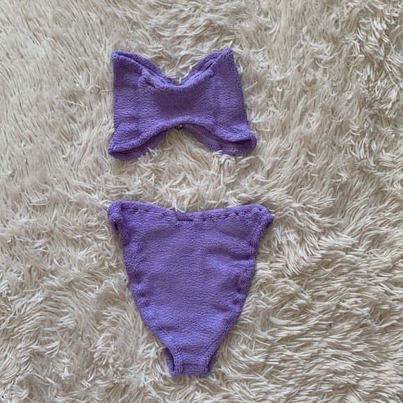 NWT Hunza g nicole embellished crinkle bikini in lilac - Picture 4 of 7